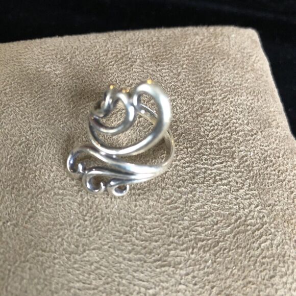Stunning vintage Sterling.925 Italy Modernist Swirl abstract ring band Sz 6 - Picture 2 of 6